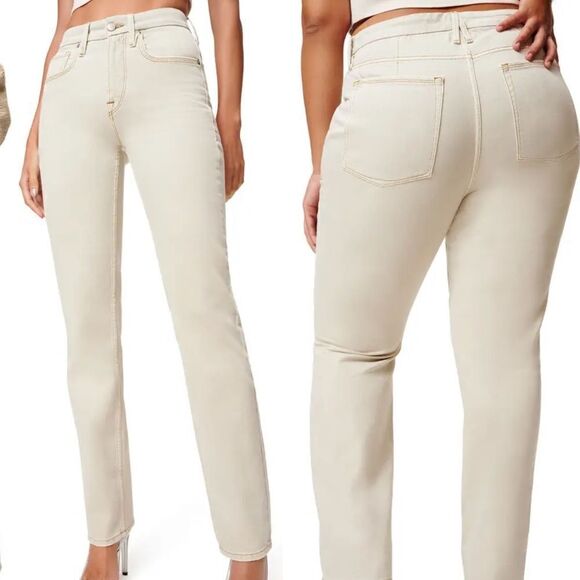 Good American 90’s Icon Straight Fit Jean Bone *Flaw - Picture 3 of 11